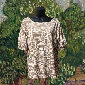 French Twist Ladies Size M Animal Print Top